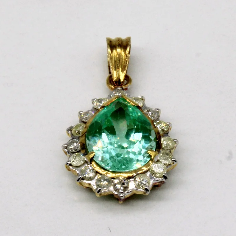 handcrafted gemstone pendant Synthetic Spinel & Diamond Drop Pendant | 5.00ct, 0.70ctw |