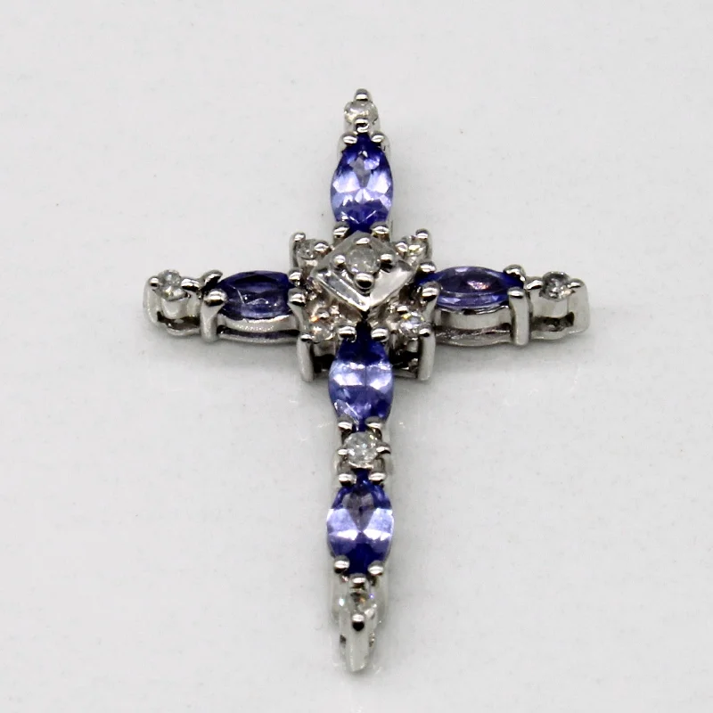 chunky boho turquoise ring Tanzanite & Diamond Cross Pendant | 0.40ctw, 0.07ctw |