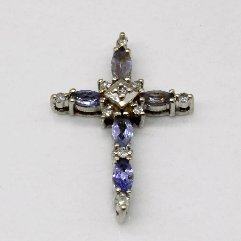 men’s hammered titanium ring Tanzanite & Diamond Cross Pendant | 0.50ctw, 0.08ctw |