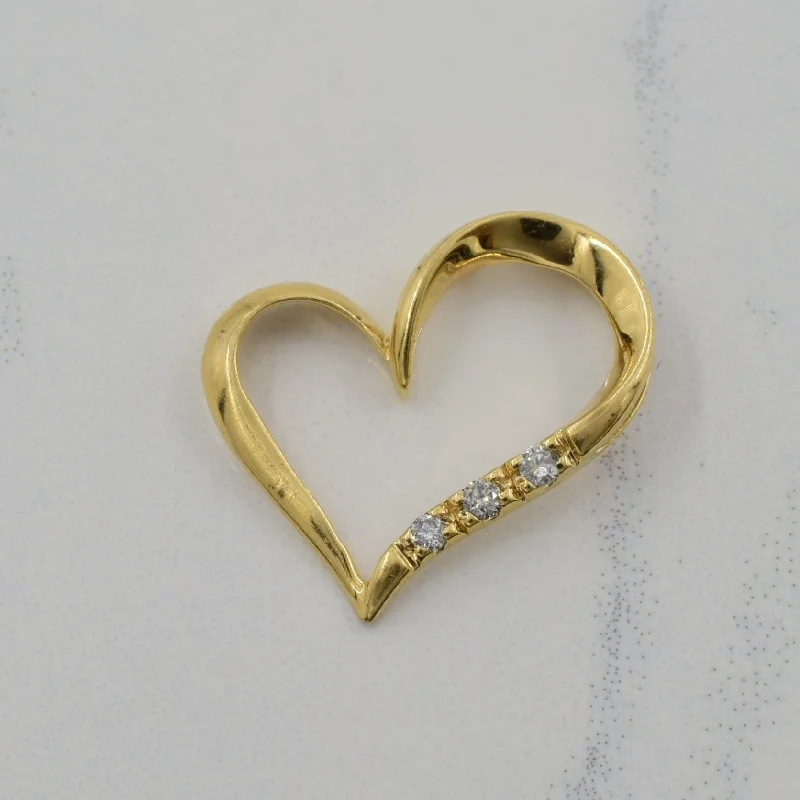 silver feather charm necklace Three Stone Diamond Heart Pendant | 0.05ctw |