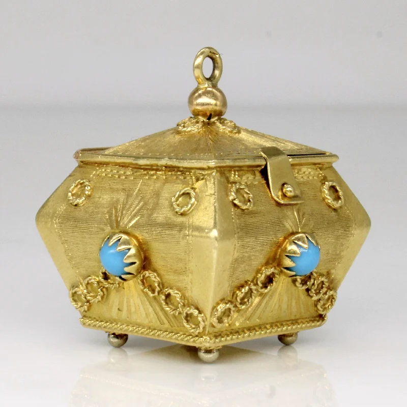 boho gold leaf ring Turquoise Chest Pendant | 0.80ctw |