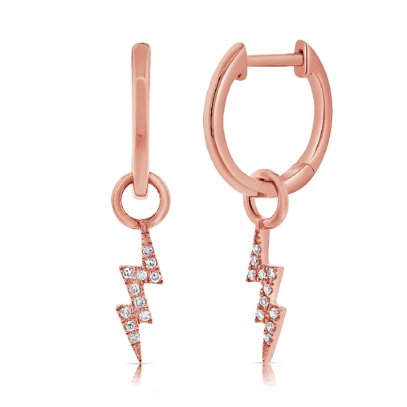 handcrafted beaded hoop earrings 0.05ct Diamond Lightning Bolt Huggies