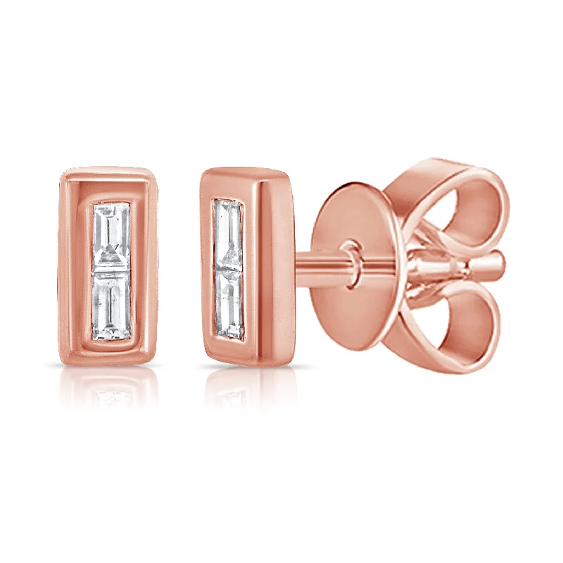 unique silver branch ring Modern Bezel Set Diamond Stud earrings