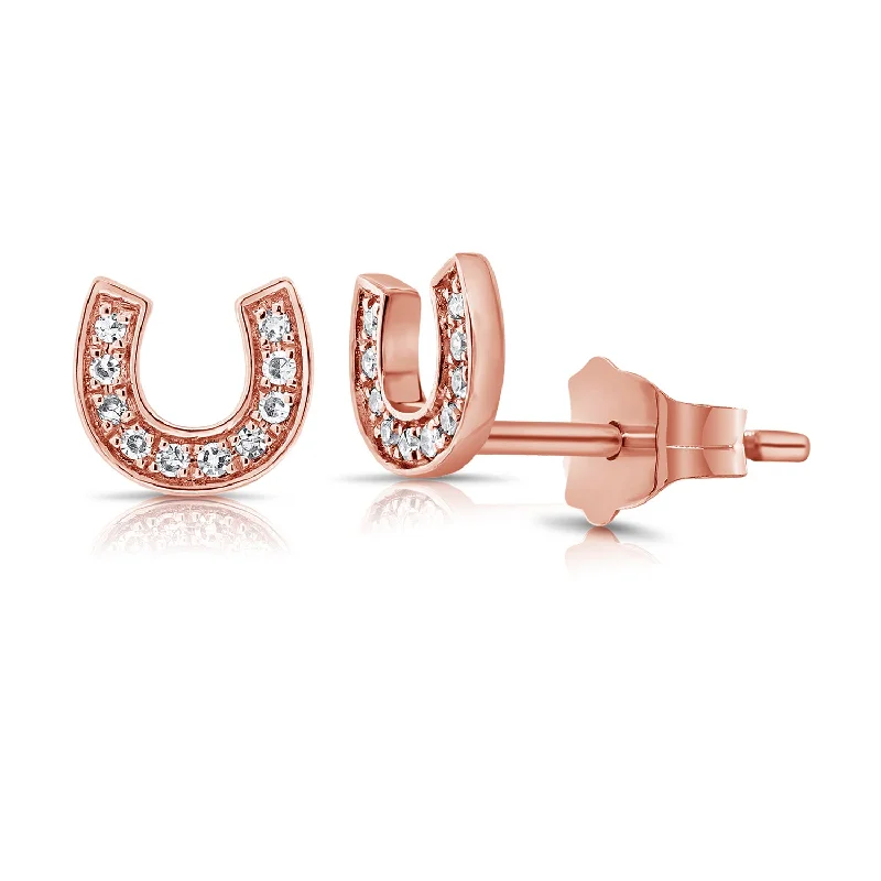 ethical lab-grown diamond ring 0.06ct Diamond Horseshoe Stud made in 14K Gold