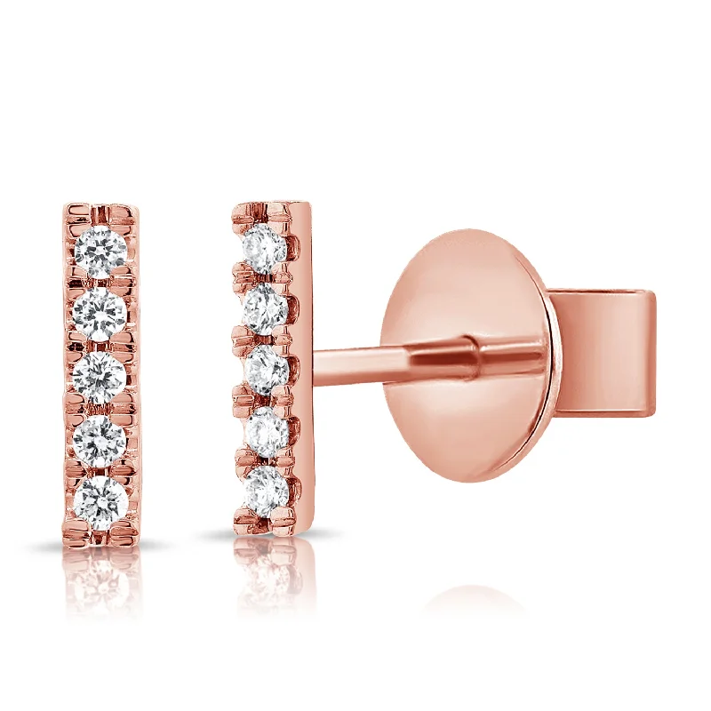 small diamond nose stud Geometric Mini Diamond Stud Bar Earrings