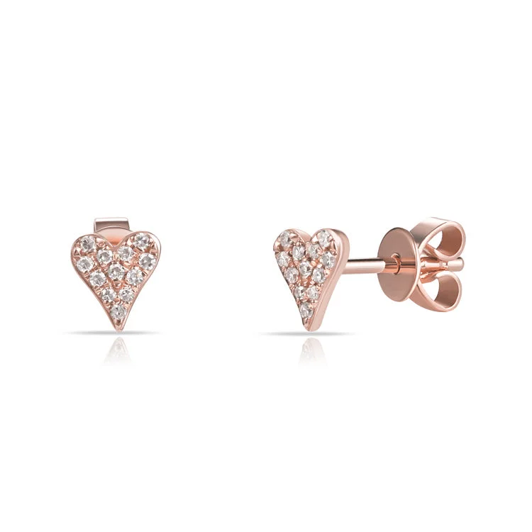 unique tribal silver ring Pave Set Heart Shaped Stud Earrings with Diamonds