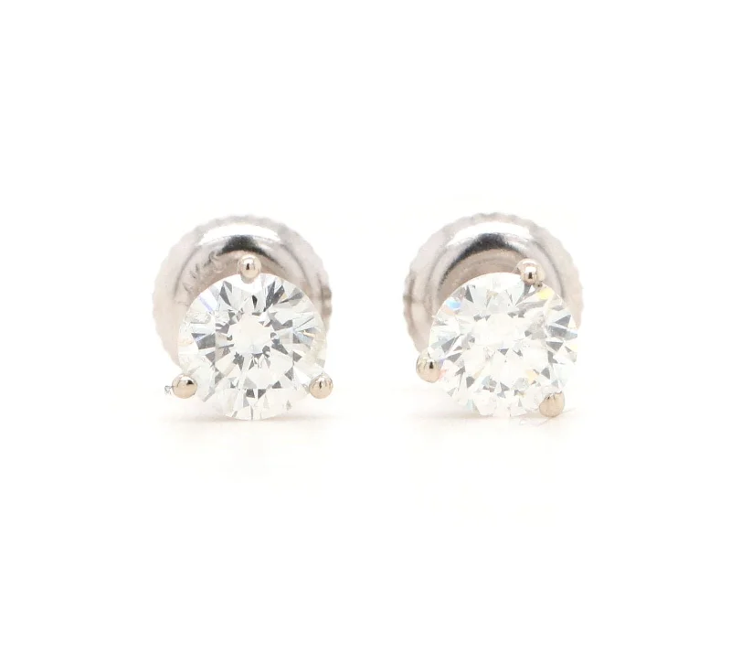 1.23ctw Round Diamond Solitaire Stud Earrings in 14K