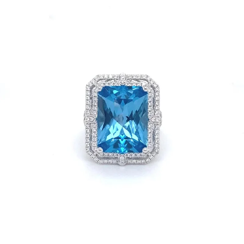 12.72ct Blue Topaz Cocktail Ring