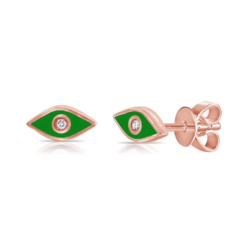minimalist stacking rings set 14K Diamond Evil Eye & Hamsa Stud