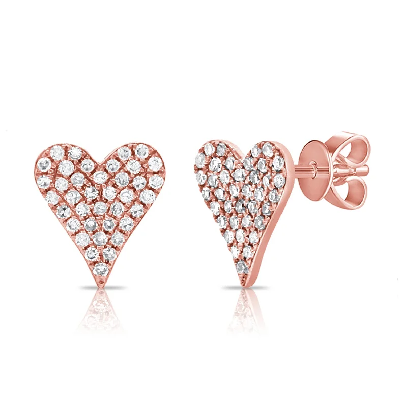gold wedding band for men 14K Diamond Heart Stud with 0.20ct Diamonds