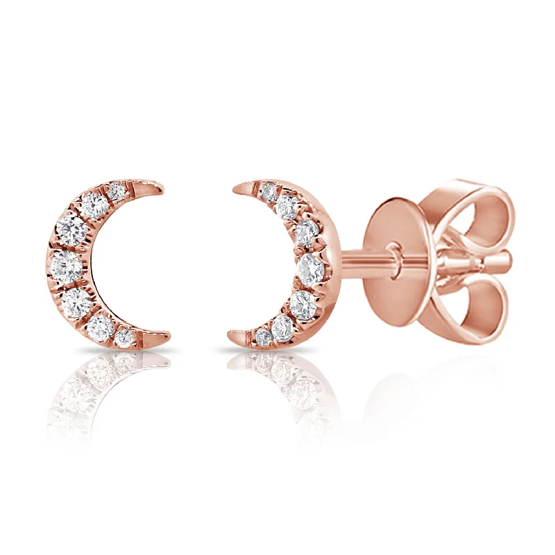 solid gold disc charm bracelet Diamond Moon Studs