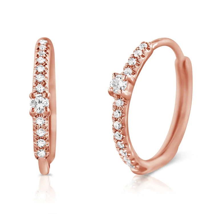 emerald-cut ruby eternity ring 14K Gold Classic Huggies with Diamonds