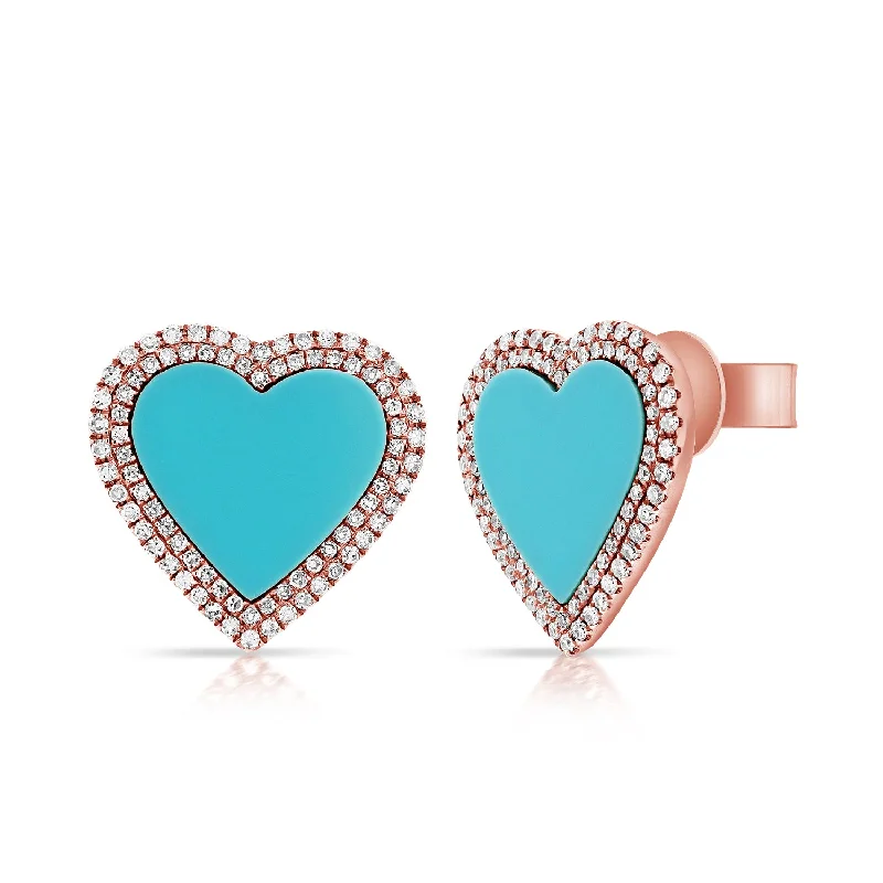 vintage-style diamond halo ring 14K Gold Heart & Diamond Stud
