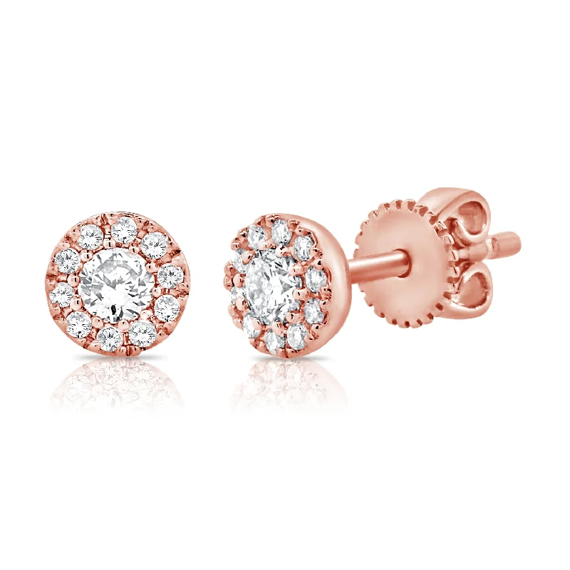 minimal gold ring stack 14K Gold Illusion Set Diamond Studs