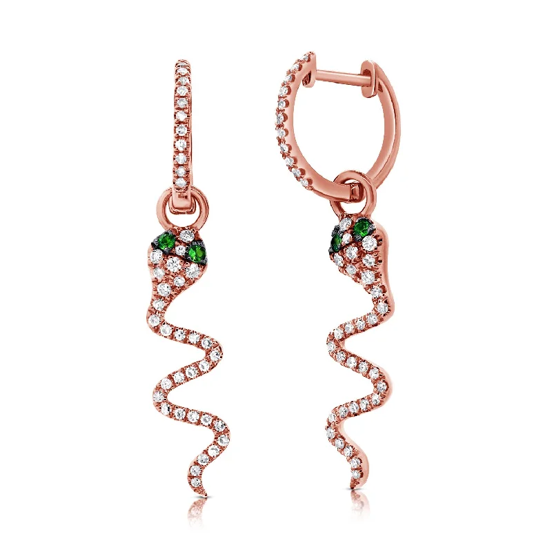 custom engraved infinity necklace Green Tsavorite & Diamond Snake Huggie Earrings