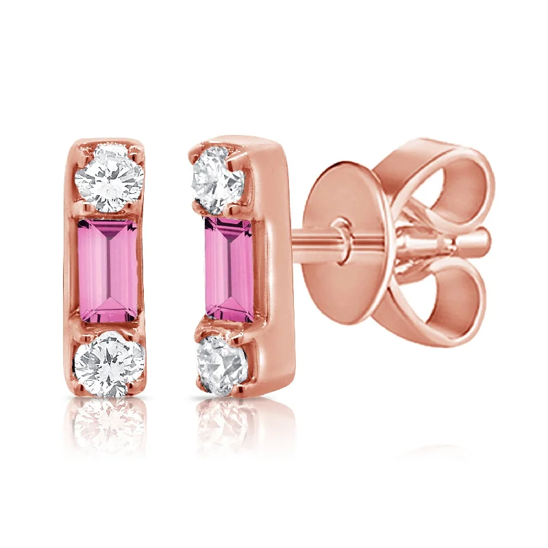 bold statement ring chunky 14K Pink Sapphire & Diamond Stud