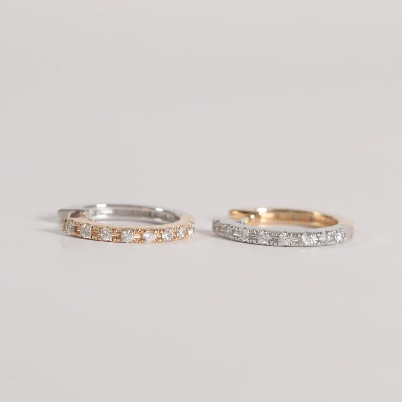 handcrafted gemstone toe ring 14k Reversible Huggie Hoops