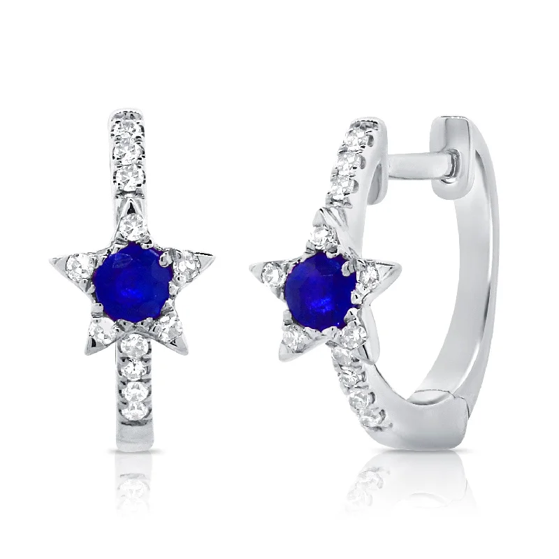 real zircon gemstone bracelet Sapphire & Diamond Star Huggies
