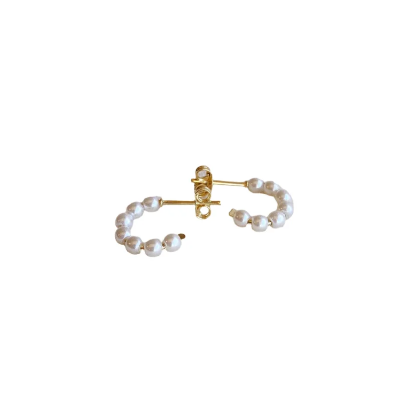 Francine Gold Filled 15mm Pearl Bead Hoop Earrings