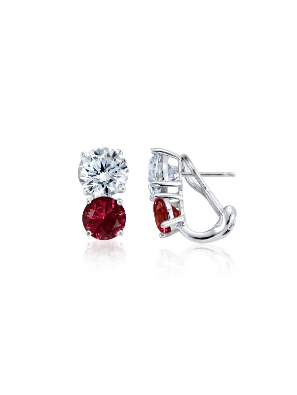 diamond halo engagement ring 2 Stone Posted Earrings Ruby Color Stone Finished In Pure Platinum diamond halo engagement ring 2 Stone Posted Earrings Ruby Color Stone Finished In Pure Platinum