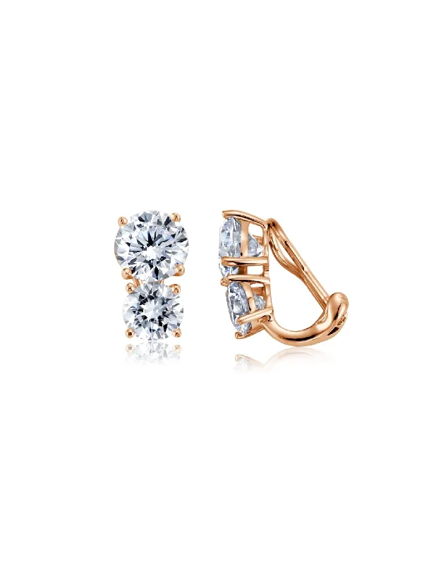 unique emerald green ring 2 Stone Clip Earrings Finished in 18kt Rose Gold