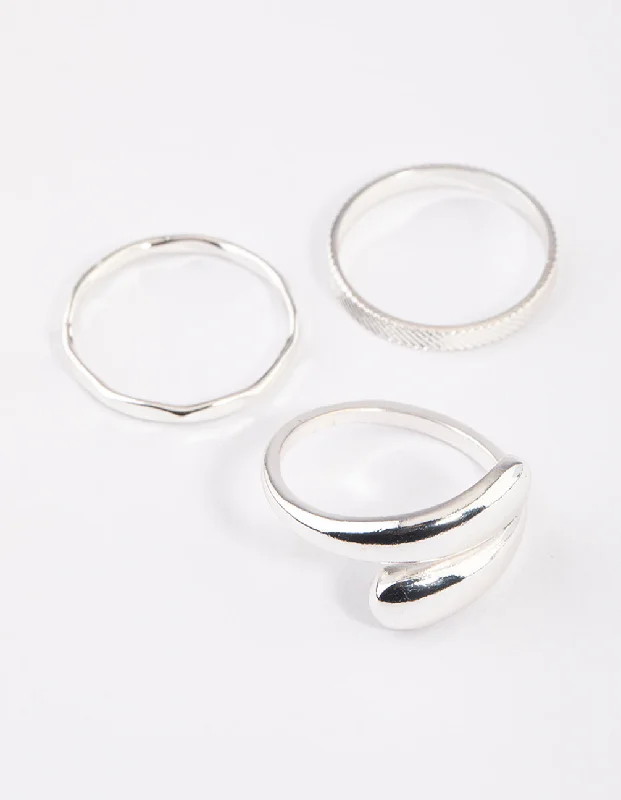 titanium black matte ring Silver Classic Wrap Ring Pack