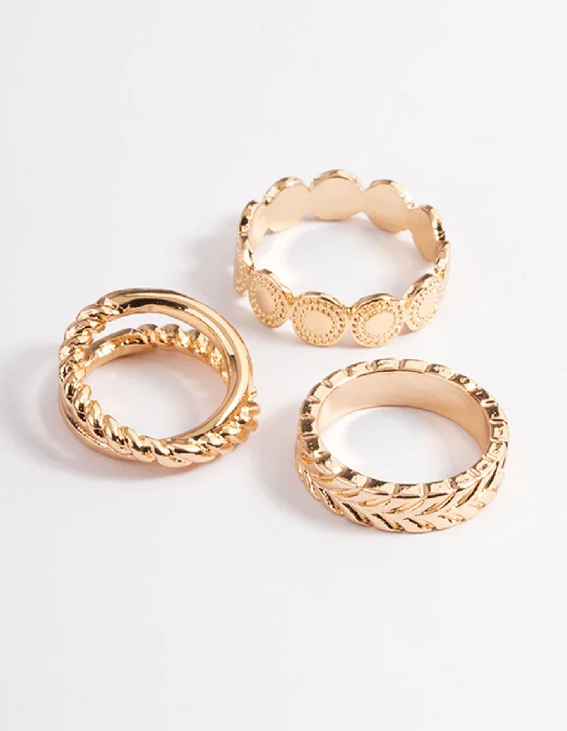ruby and diamond engagement ring Gold Disc Band & Plain Ring Pack