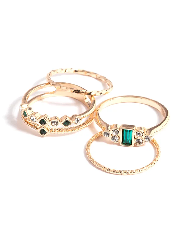 dainty ruby stacking rings Gold Delicate Diamante Ring 4-Pack