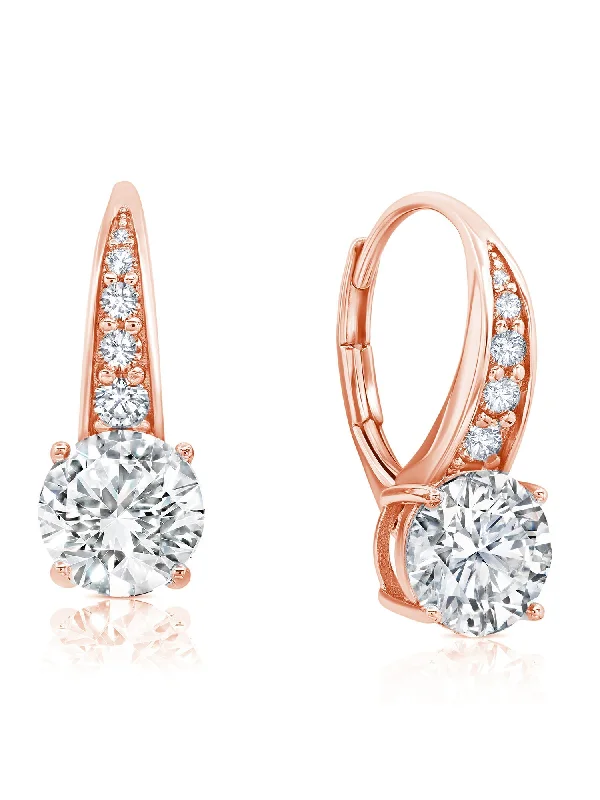 vintage pearl engagement ring Brilliant Cut Drop Earrings in Rose