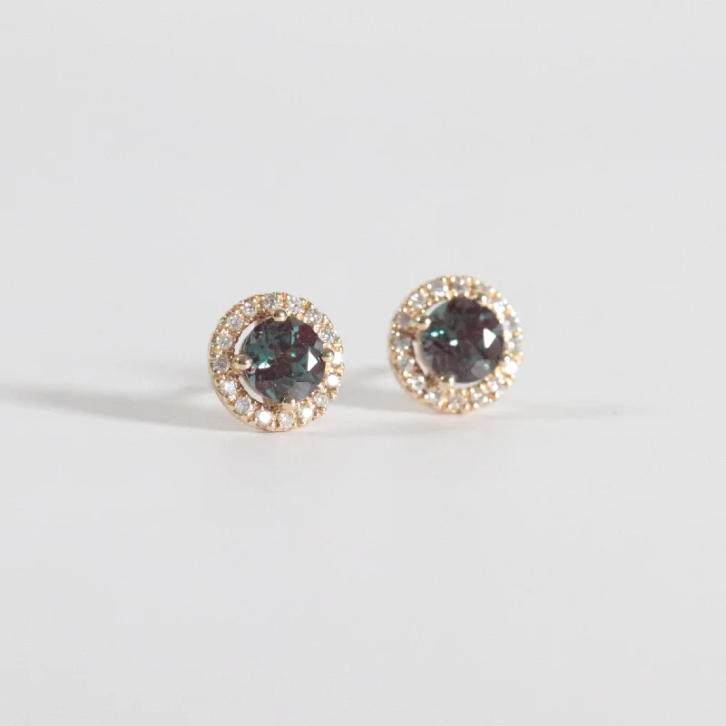 luxury diamond anniversary band Alexandrite + Diamond Studs