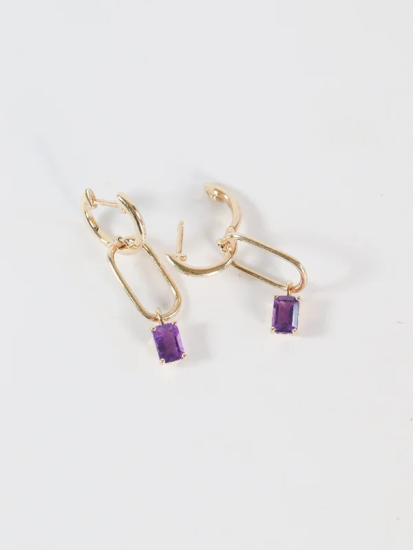 vintage sapphire engagement ring Amethyst Gold Paperclip Earrings
