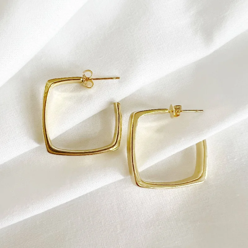 Aries Geometric Square Gold Filled Hoop Earrings