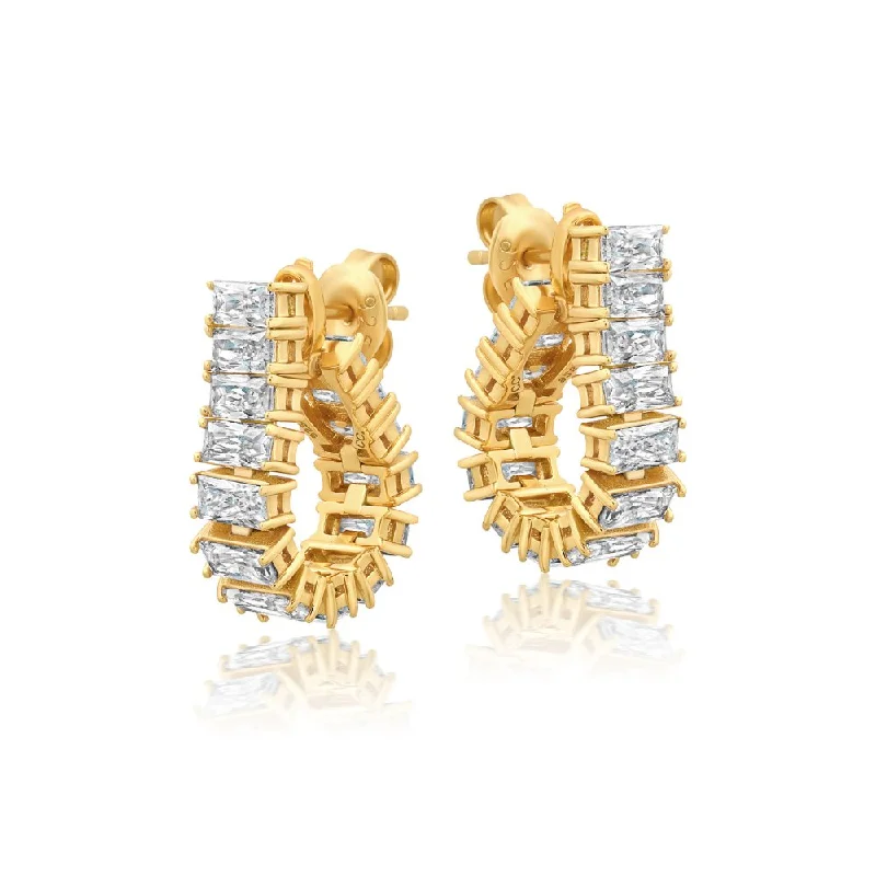 chunky statement cuff bracelet Baguette Cut Linear Converting Earrings
