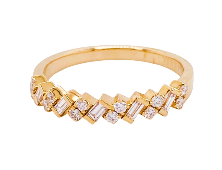 Baguette Round Diamond Half Eternity Ring