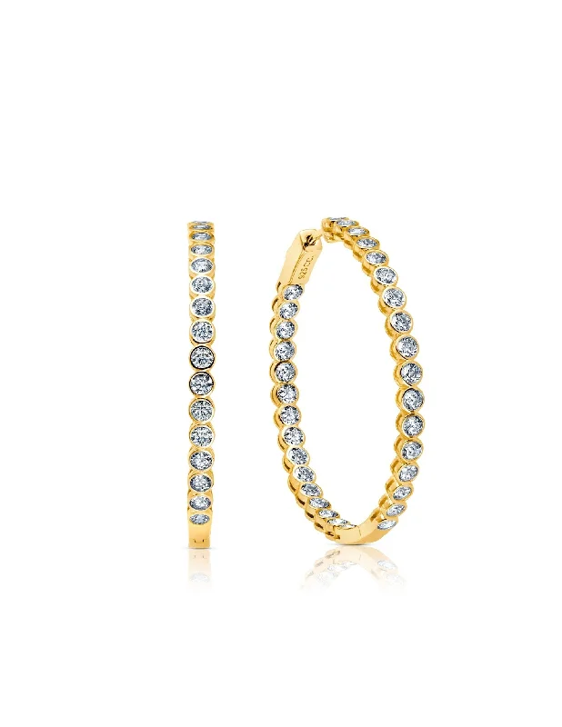 gold-plated chain necklace with charms Bezel Inside Out Hoops Finished in 18kt Yellow Gold