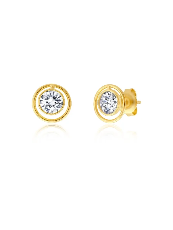 men’s sterling silver cufflinks Bezel Set Halo Earrings in Gold