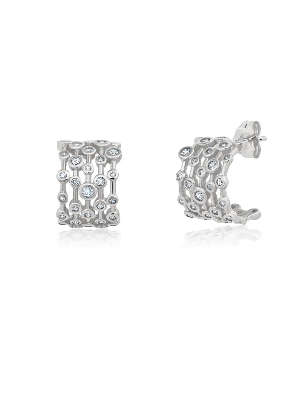 bold gothic vampire ring Bezel Shimmer Small Huggie Earrings