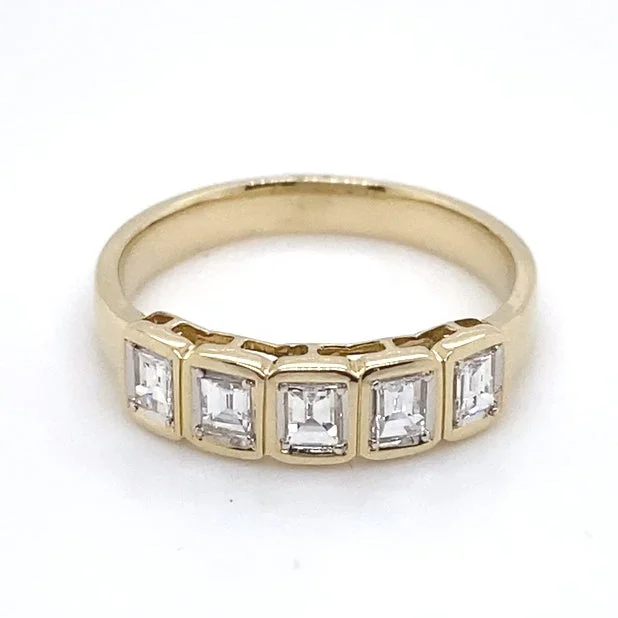 Bezeled Emerald Cut Diamond Ring