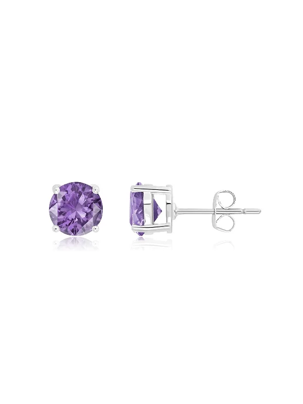 minimalist infinity ring February Birthstone Stud Earrings in Platinum Finish