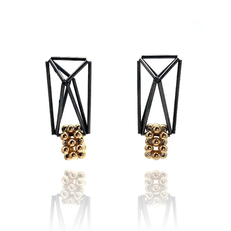 minimalist rose gold bracelet Black and Gold Geometric Bead Earrings