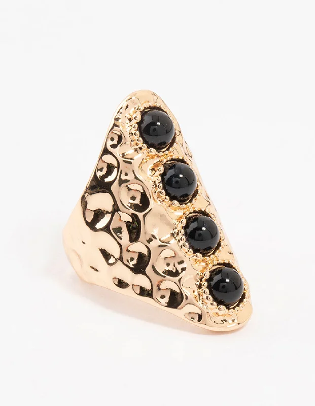 Celtic knot wedding band Black & Gold Molten Linear Ring