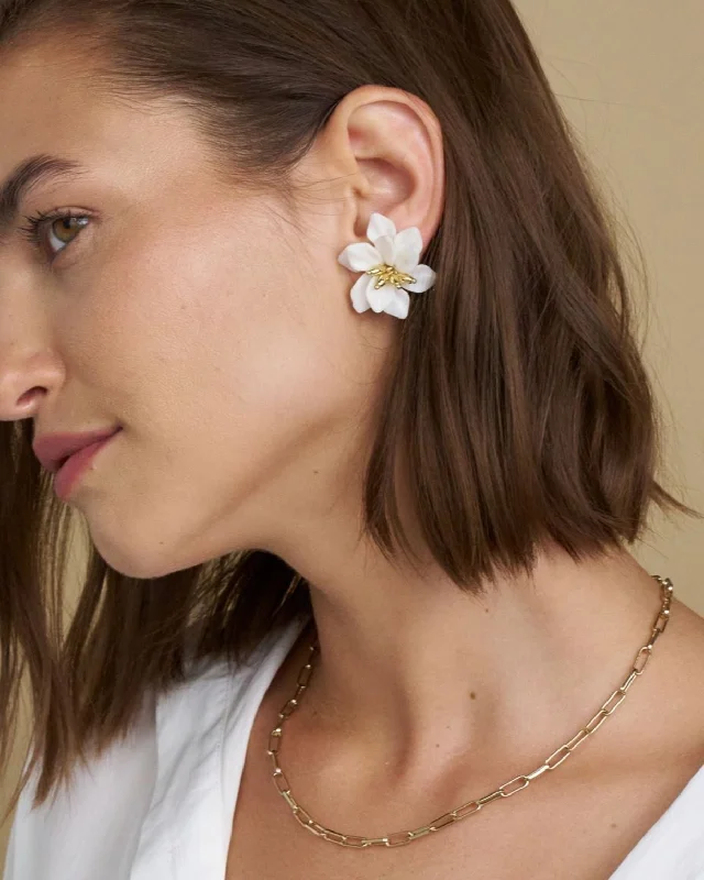 minimalist pearl pendant necklace Bloom Earrings