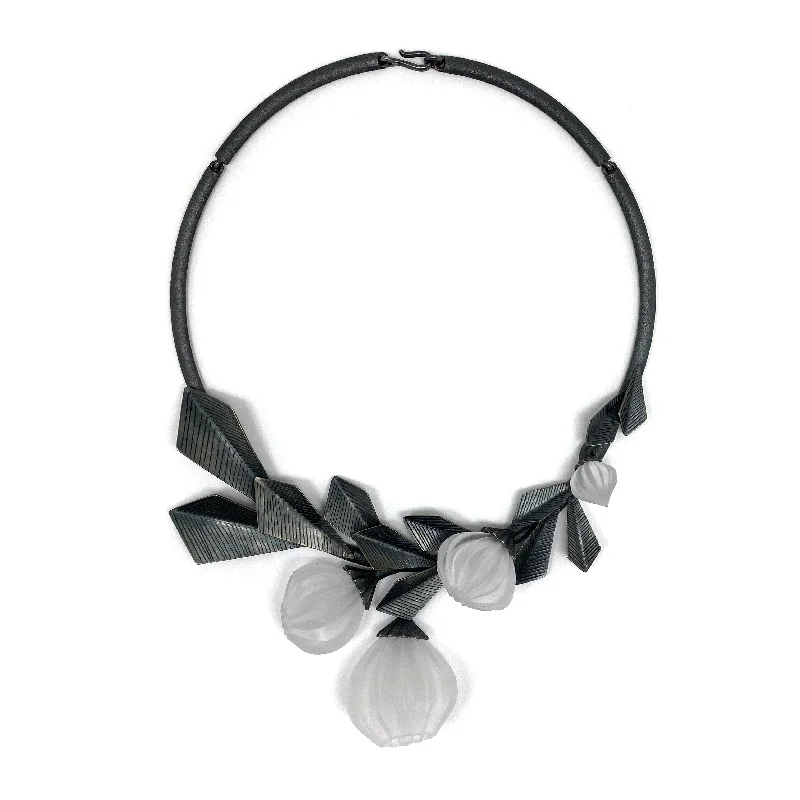 dainty gemstone choker necklace Blooming Acrylic and Silver Geometric Necklace