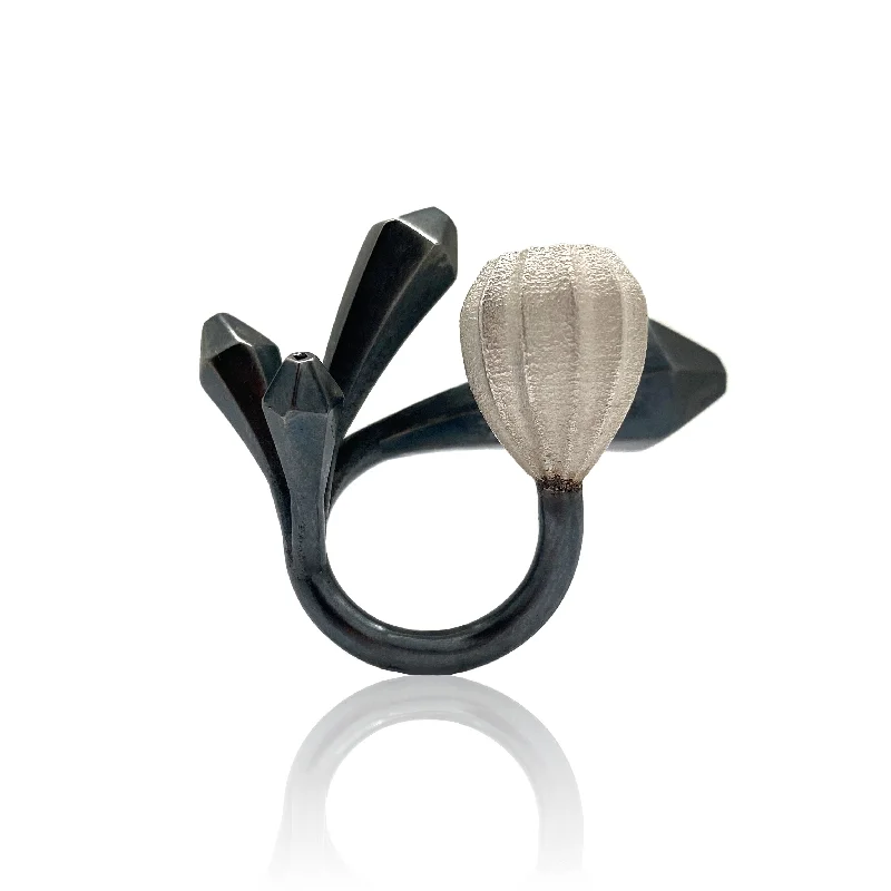 petite diamond promise ring Blooming Overlap Silver Ring