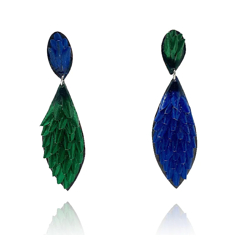 silver anklet with charms Blue and Green Two Tone Aluminum Drop Earrings