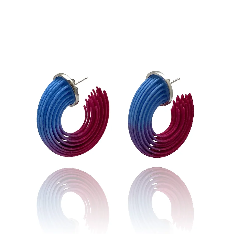 dainty cherry blossom ring Blue and Pink Small Gradient Hoop Earrings