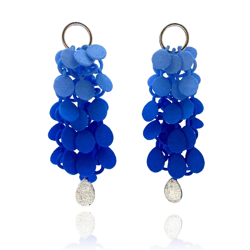 beaded wrap bracelet handmade Blue Gradient And Silver Leaf Dangle Earrings