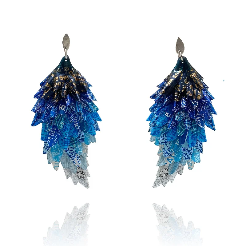 stackable gold bangle set Blue Ombre Aluminum Drop Earrings