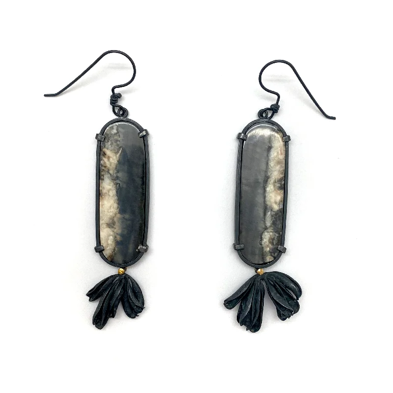 real smoky quartz pendant Blue Oosik Earrings
