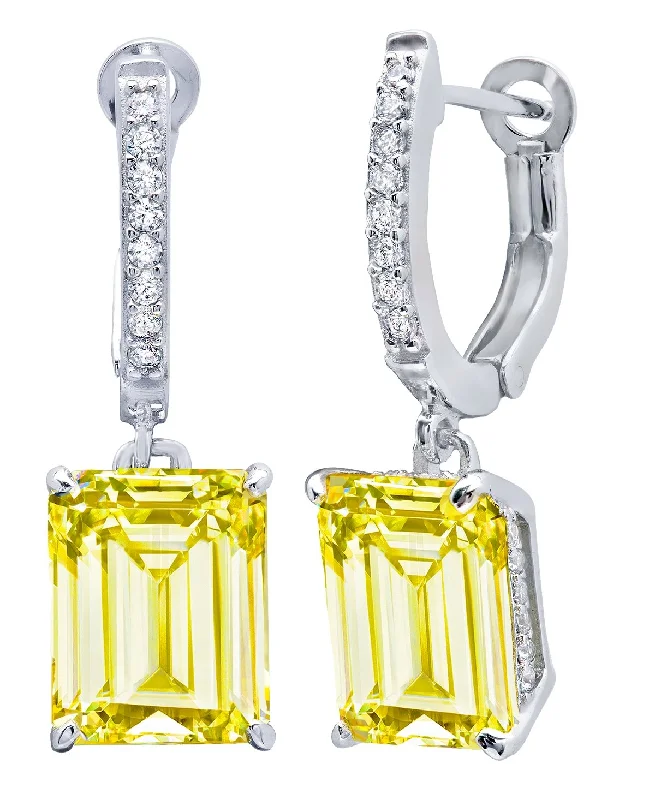 vintage diamond brooch Canary Drop Earrings Finished in Pure Platinum